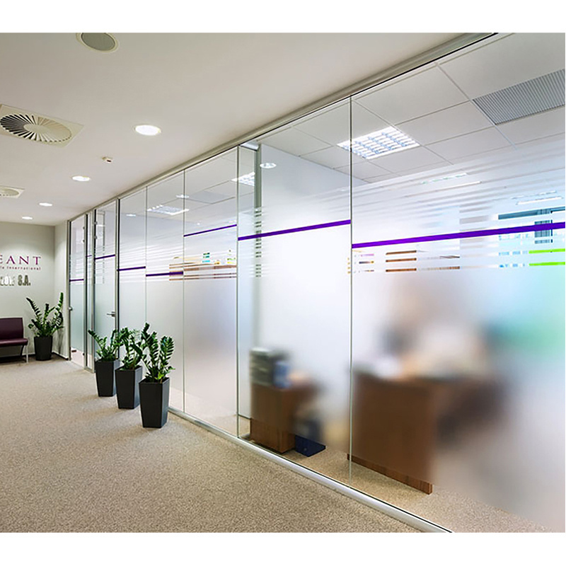 Soundproof frameless glass partition curved office glass full height partition wall with tempered glass