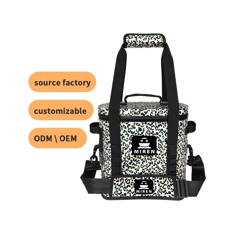 14L TPU Ice Cooler Box Leopard Print Soft Cooler Bag With Waterproof Zipper