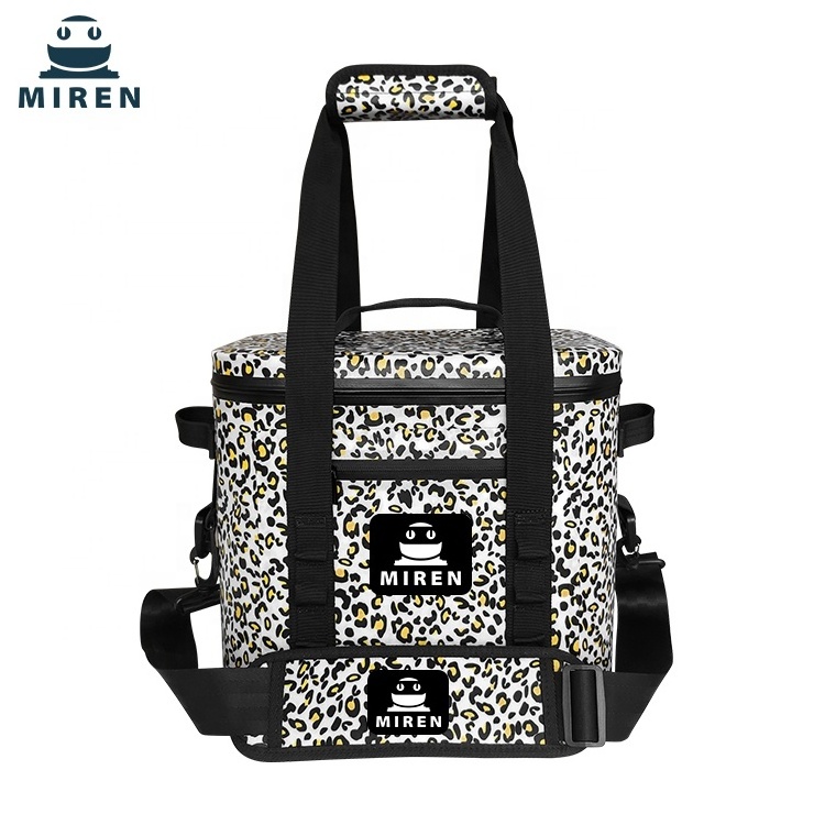 14L TPU Ice Cooler Box Leopard Print Soft Cooler Bag With Waterproof Zipper