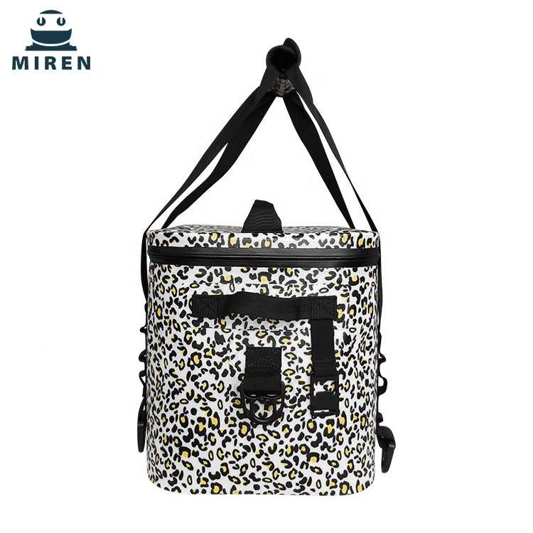 14L TPU Ice Cooler Box Leopard Print Soft Cooler Bag With Waterproof Zipper