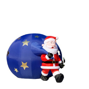 Aero inflatable giant Christmas decoration inflatable Santa Claus delivering gifts with LED light for outdoor