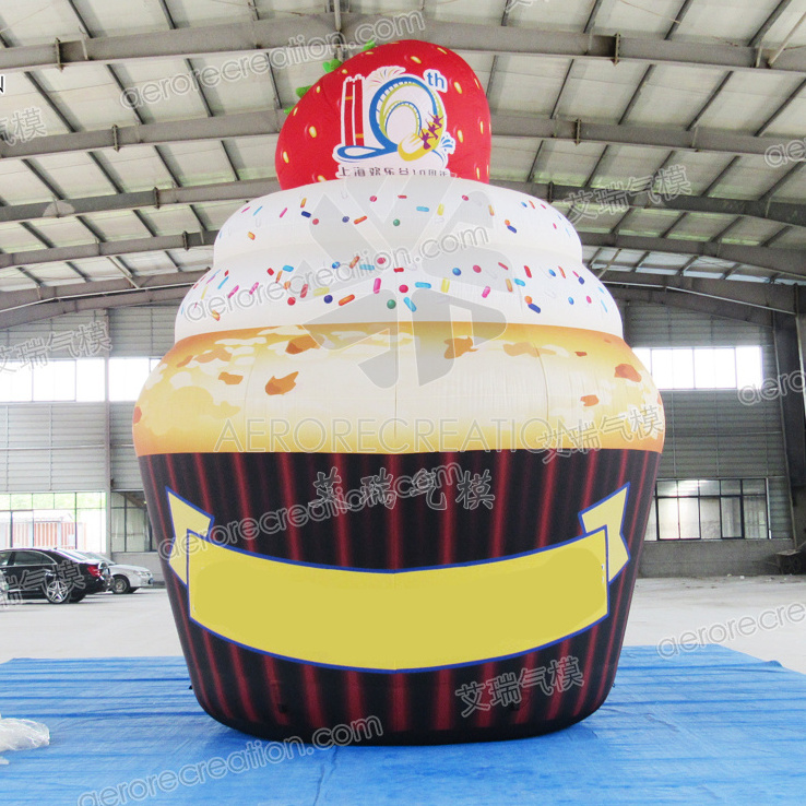 Aero promotional lighting inflatable food replicas giant custom advertising inflatable cupcakes replicas