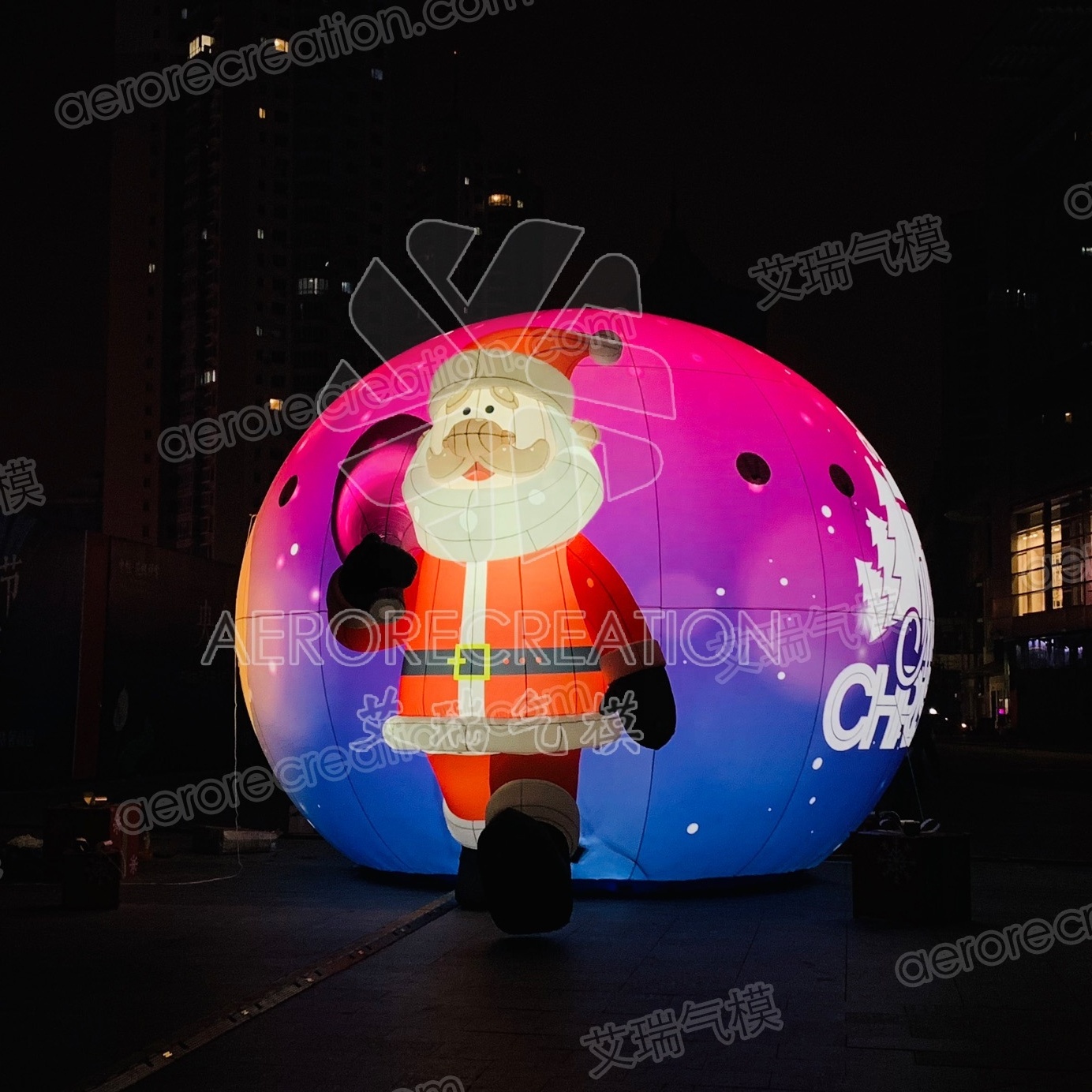 Aero GIANT inflatable Christmas decoration Santa with lights on and elk Outdoor events business show inflatable balloon