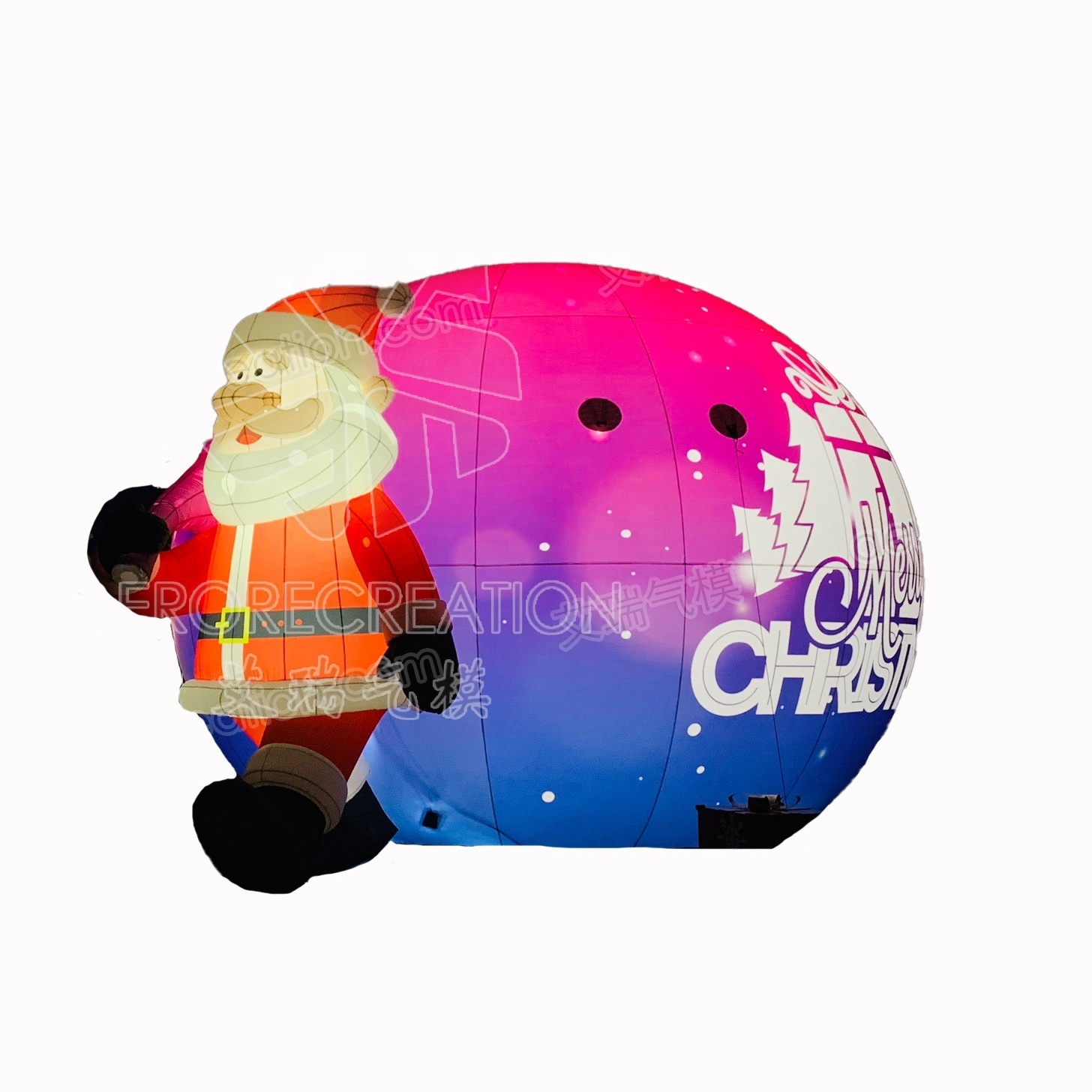 Aero GIANT inflatable Christmas decoration Santa with lights on and elk Outdoor events business show inflatable balloon