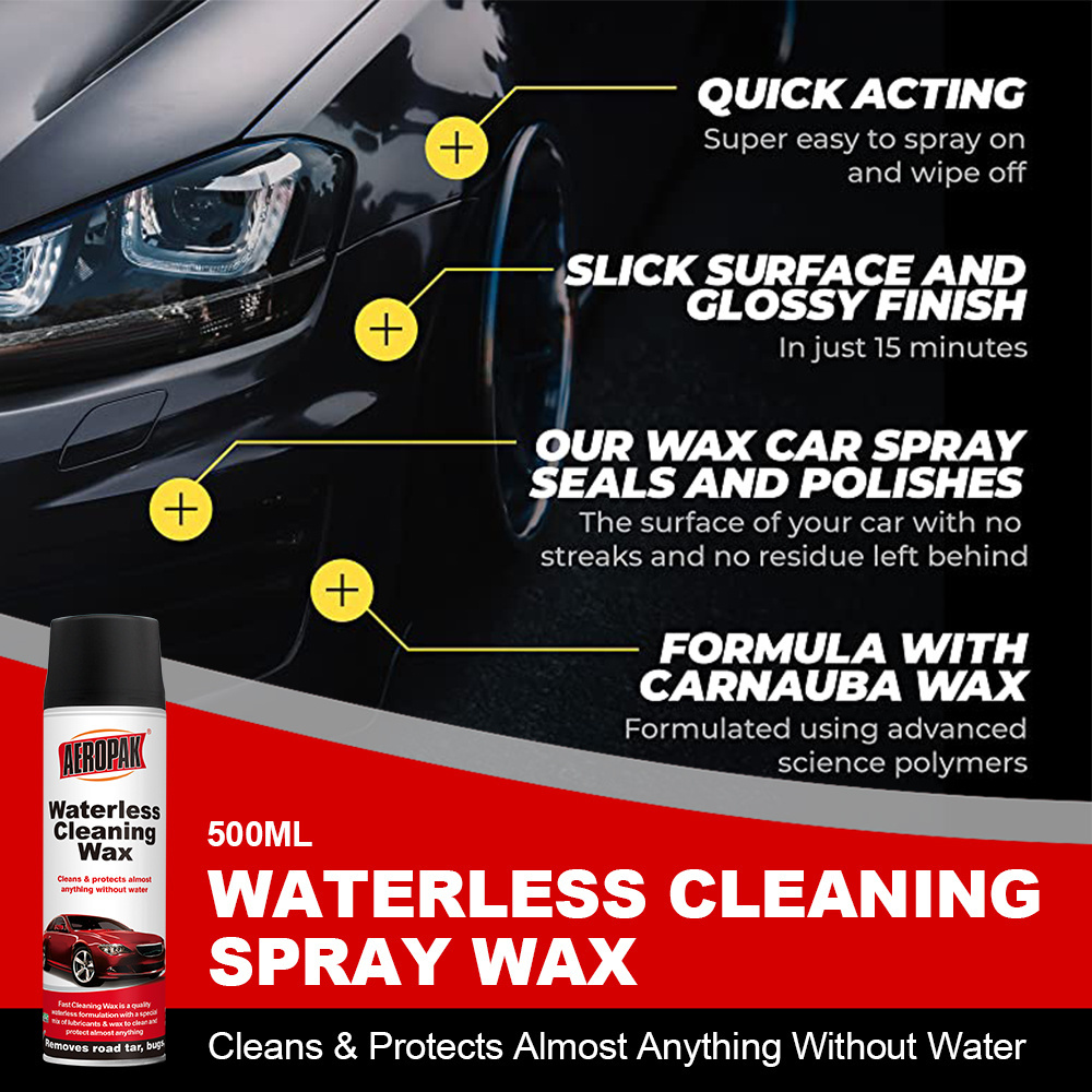 Car Cleaning Products AEROPAK 500ml Aerosol Waterless Hydrophobic Coating Wax Polish Nano Spray Wax