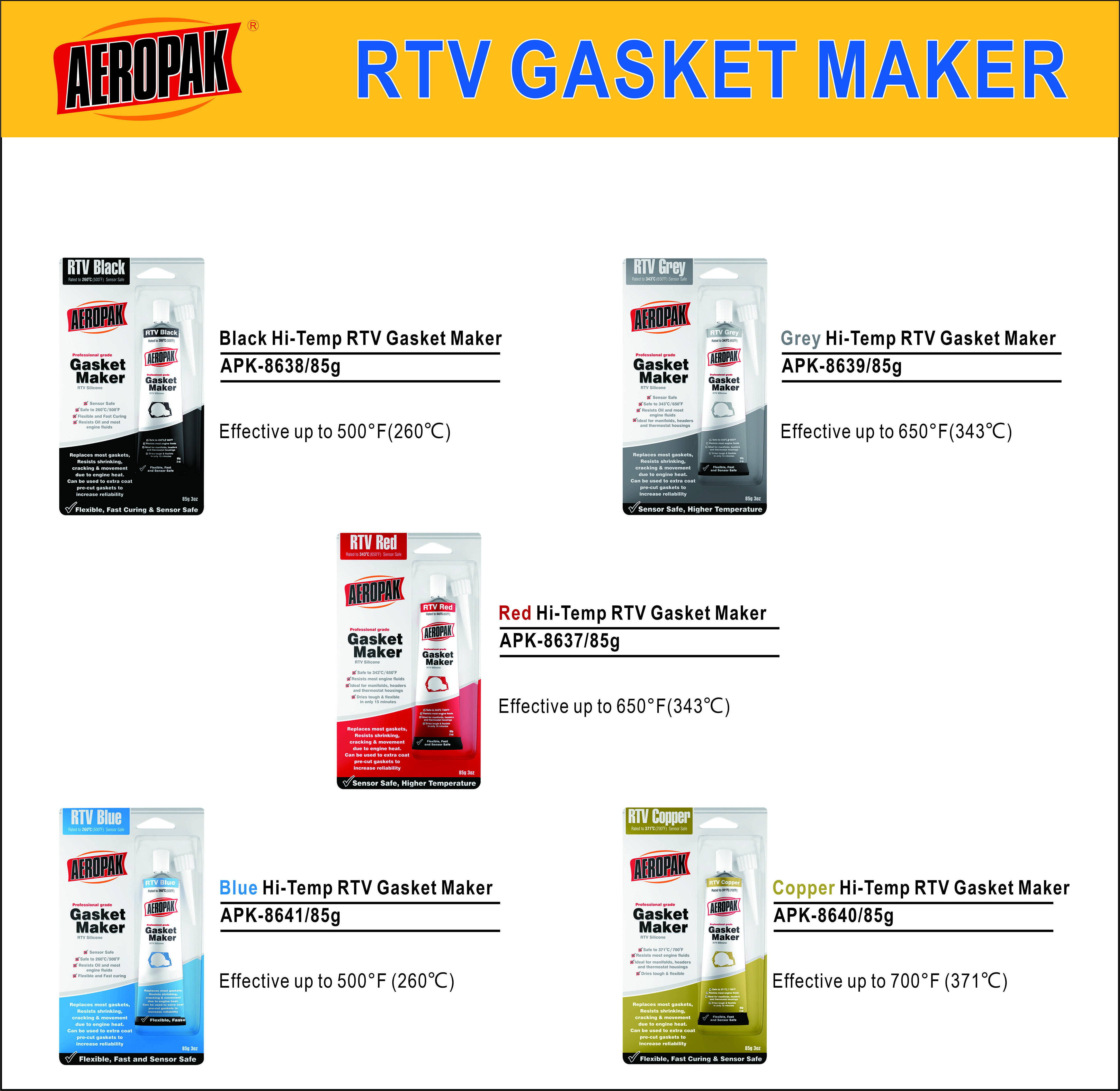 Aeropak 85g Red RTV adhesive Gasket Maker