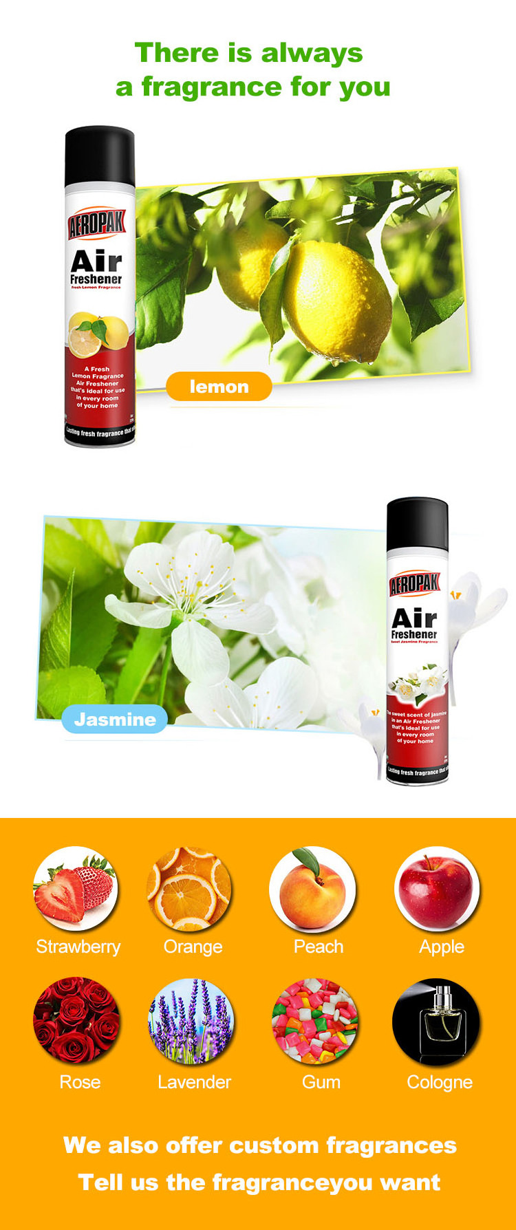 Aerosol Naturally Fragrance Home Deodorizer Jasmine Scents Air Freshener Spray