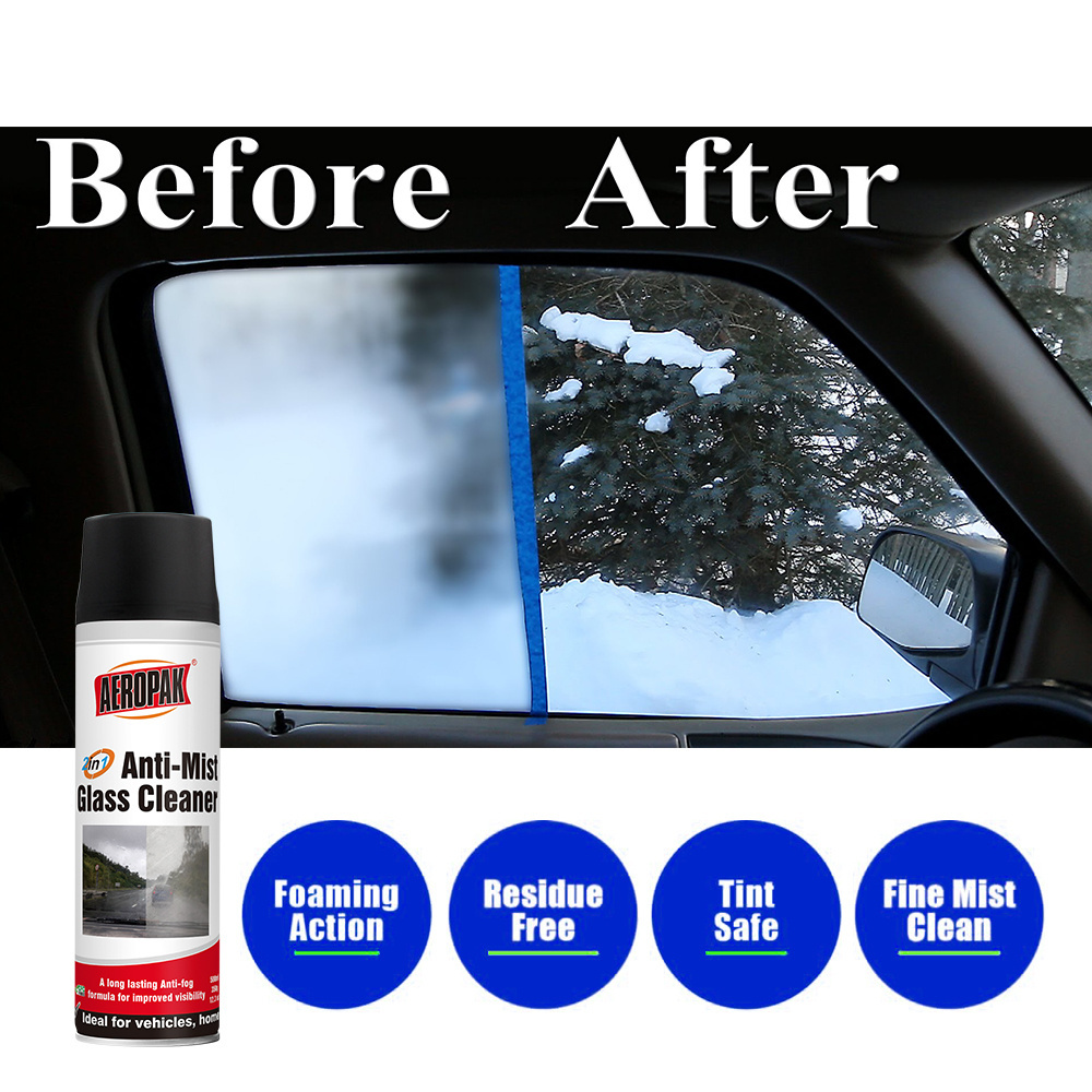 Car Cleaning Products AEROPAK 500ML Prevent Fogging Long Lasting Anti Mist Fog Spray Glass  Cleaner For Car Inside Glass