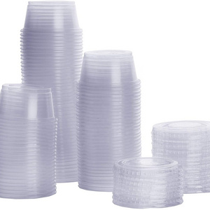 [100 Sets - 2 oz.] Plastic Portion Cups With Lids, Souffle Cups, Jello Shot Cups