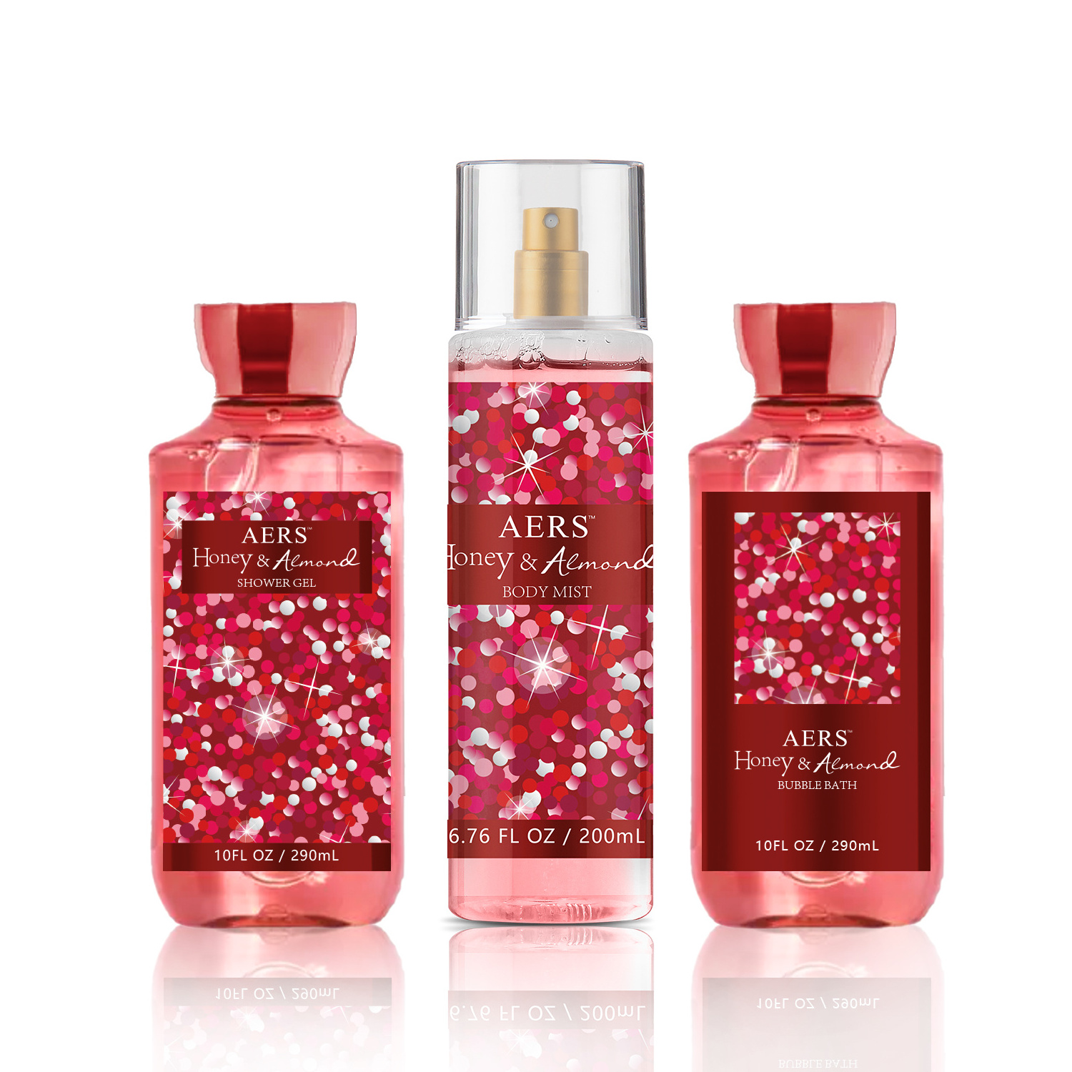 Aers 3pcs Bath Sets 200ml Body Mist With 290ml Fragrance Gel 290ml Works For Lady Bag Packing Spray Floral Female