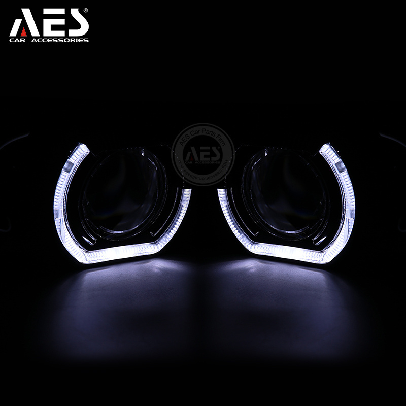 AES 3.0inch 2.5inch hid xenon bi led projector lens BM-W X-Sport LED Shroud With Halo ring LED Angel Eyes