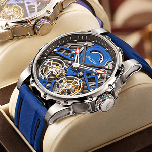 JINLERY New Men's Double Tourbillon Movement Watch Luxury Men's Waterproof Mechanical Watch