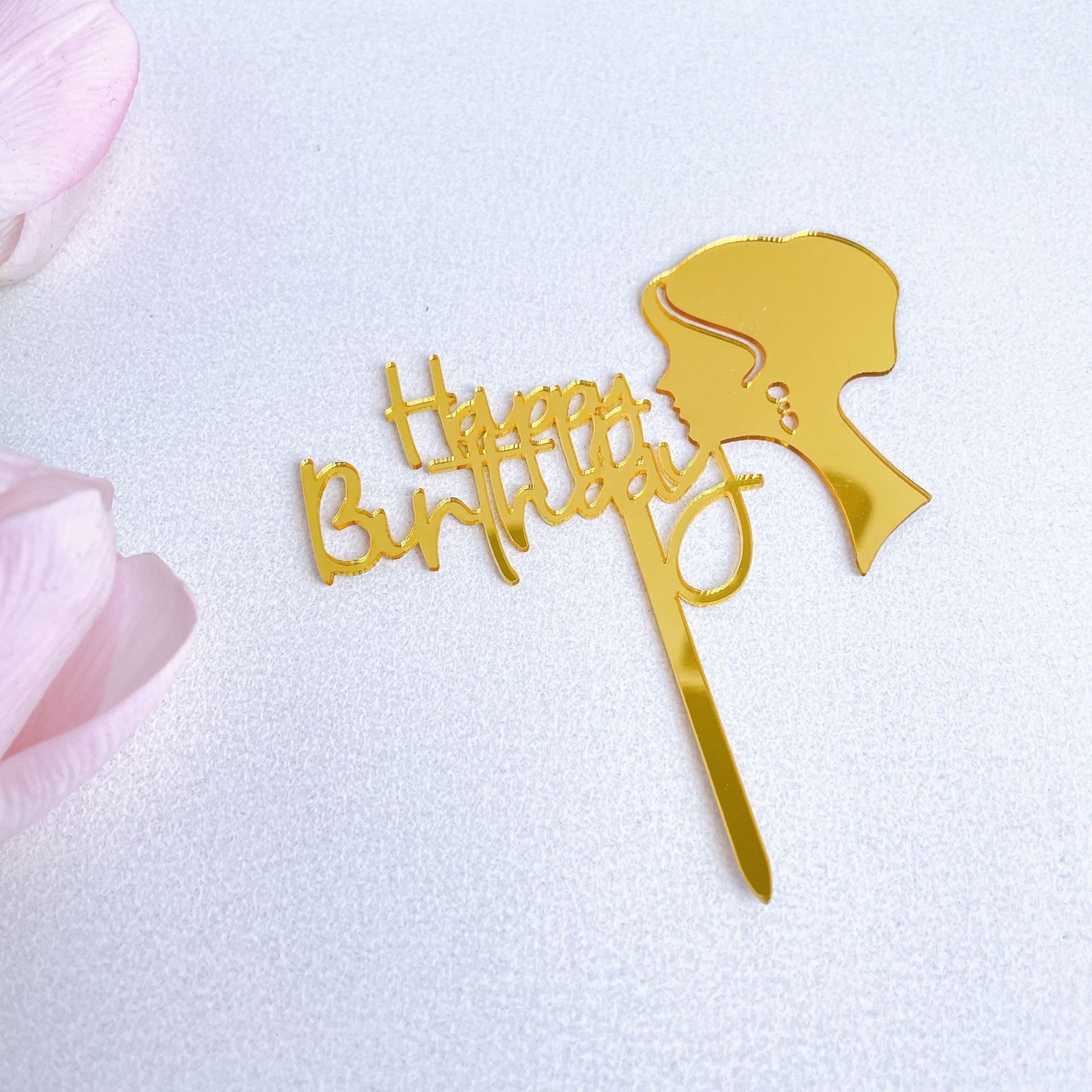 Wholesale Custom Happy Party Decorations Luxury Cake Topper Designs Vertical Gold Acrylic Wedding Birthday Toppers For Cakes