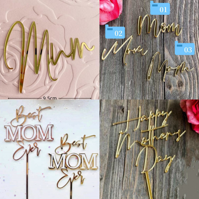 Wholesale Custom Happy Party Anniversary Decorations Cake Topper Designs Vertical Gold Acrylic Wedding Birthday Cake Toppers