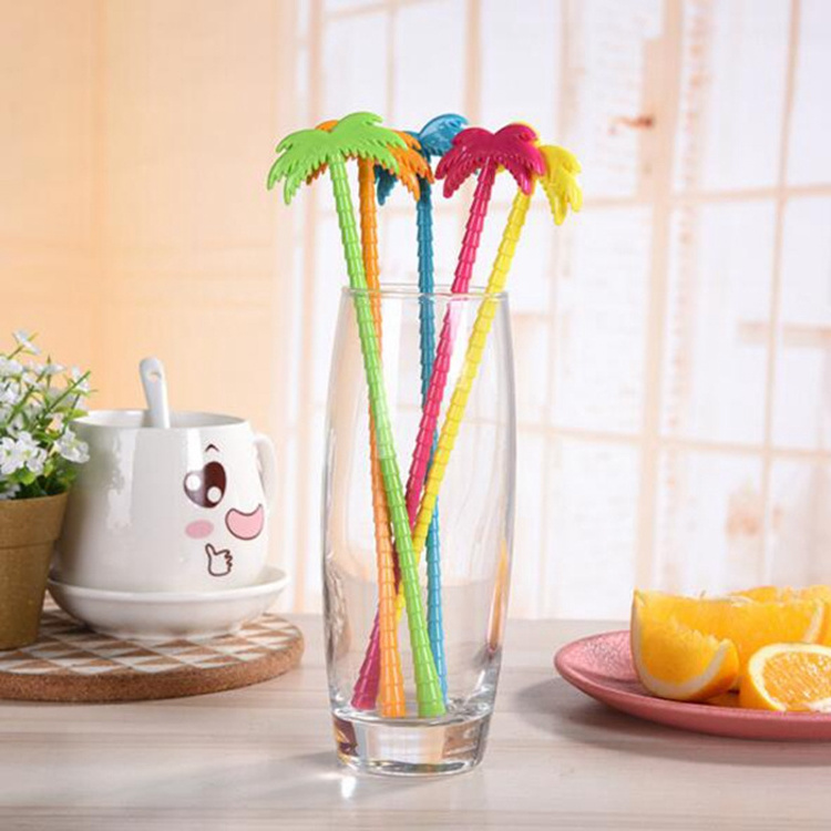 coconut tree palm Customized plastic cocktail stirrers and bar picks Swizzle Sticks