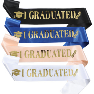 Sunmay custom Wholesale Party Birthday Decoration Supplies class of 2024 sashes customized I GRADUATED Party Sash