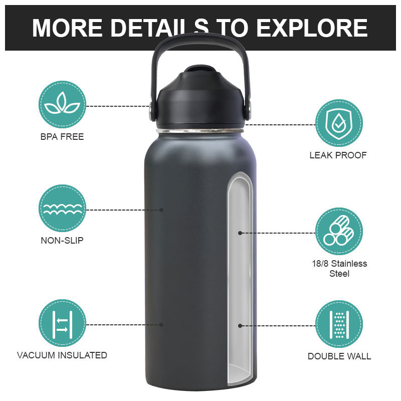 32oz Powder Coated Double Wall Insulated Stainless Steel Sport Vacuum Flask Gym Water Bottle With Custom Logo