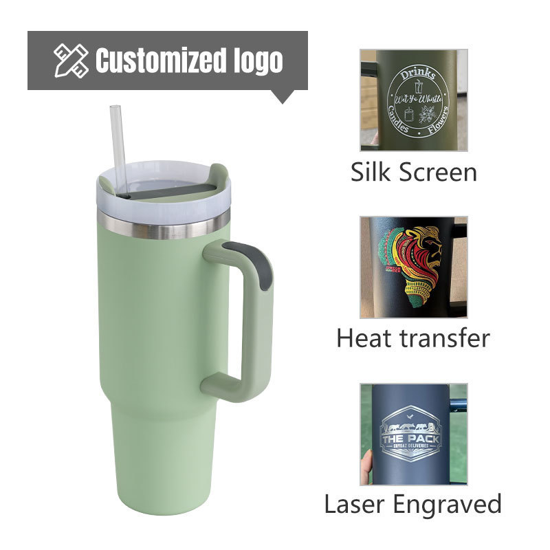 Custom logo 40oz stainless steel quencher h2.0 tumbler cup 30oz  outdoor travel coffee mug with handle