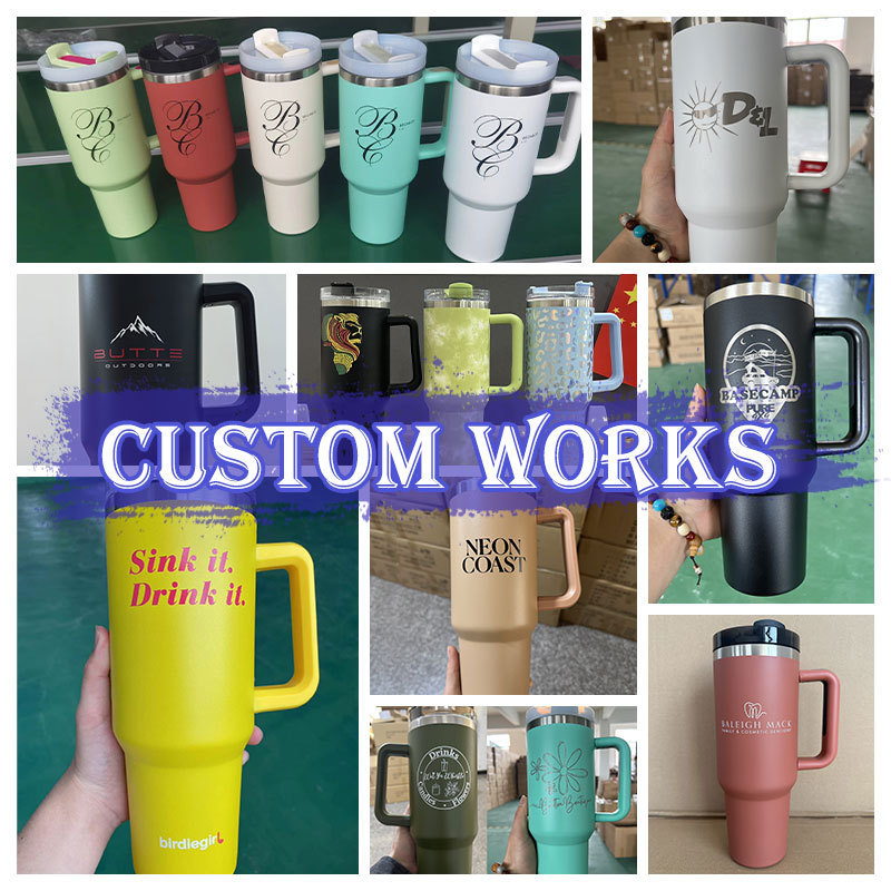 Custom logo 40oz stainless steel quencher h2.0 tumbler cup 30oz  outdoor travel coffee mug with handle