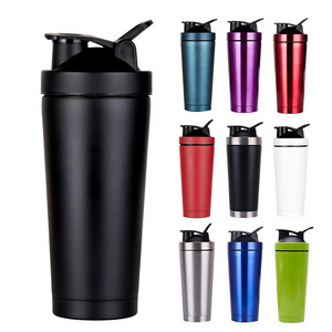 Custom logo bpa free 24oz insulated stainless steel workout protein shaker bottle