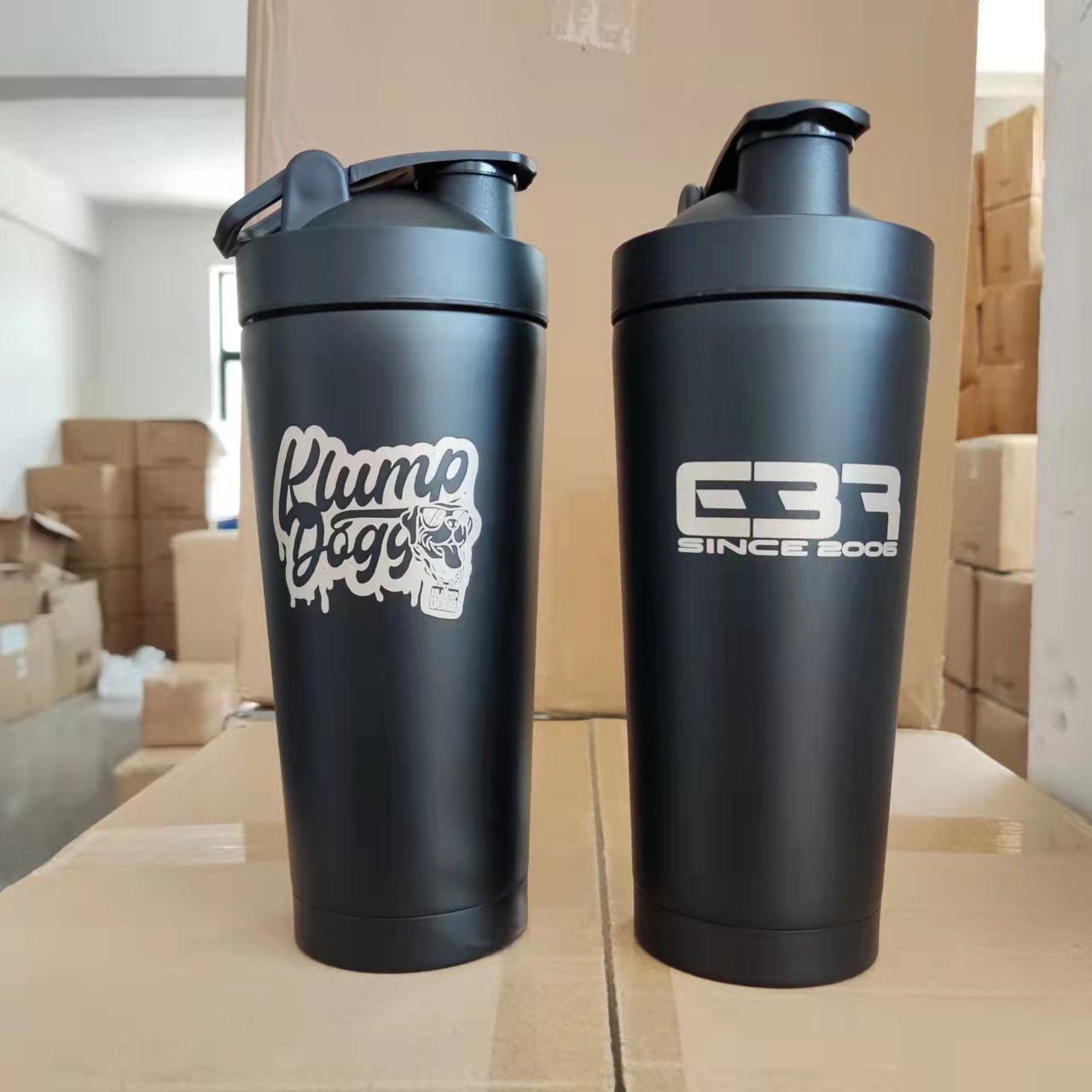 Custom logo bpa free 24oz insulated stainless steel workout protein shaker bottle