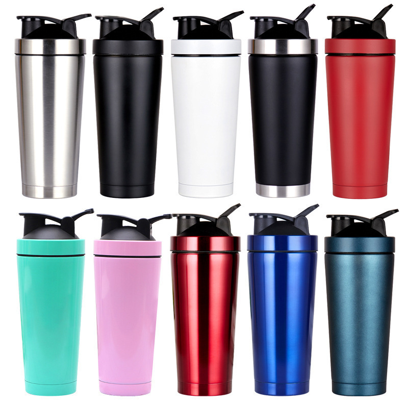 bpa free 24oz stainless steel fitness water bottles gym protein shakers cup with ball