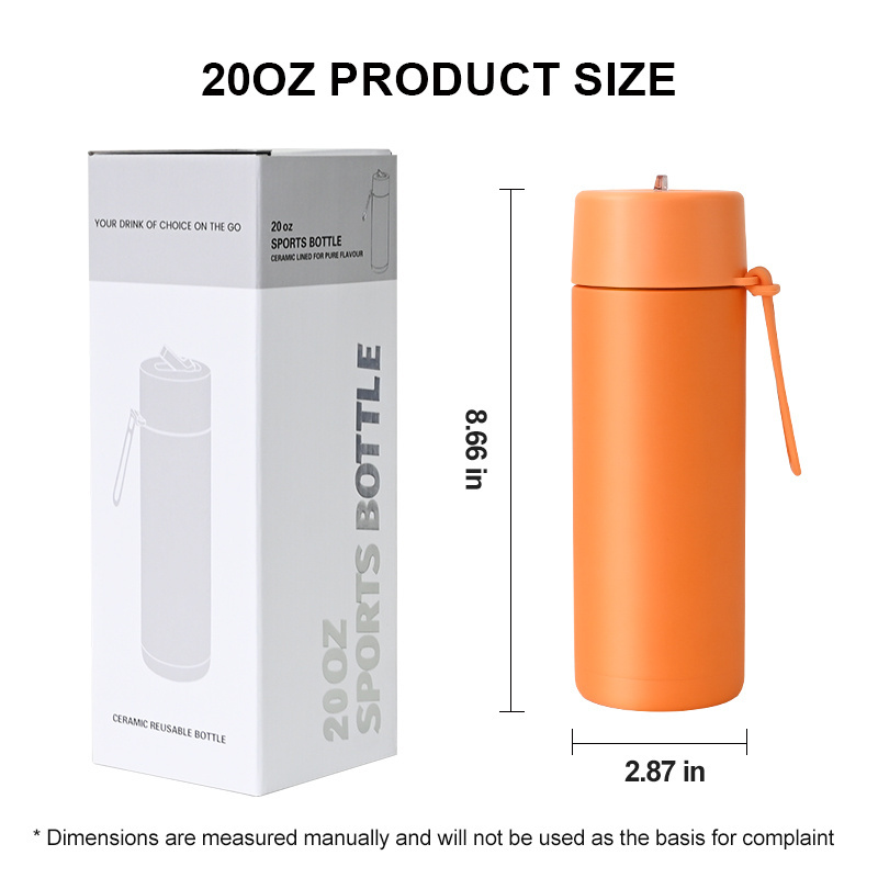 20oz custom logo frank green vacuum insulated ceramic inner stainless steel travel water bottle with straw