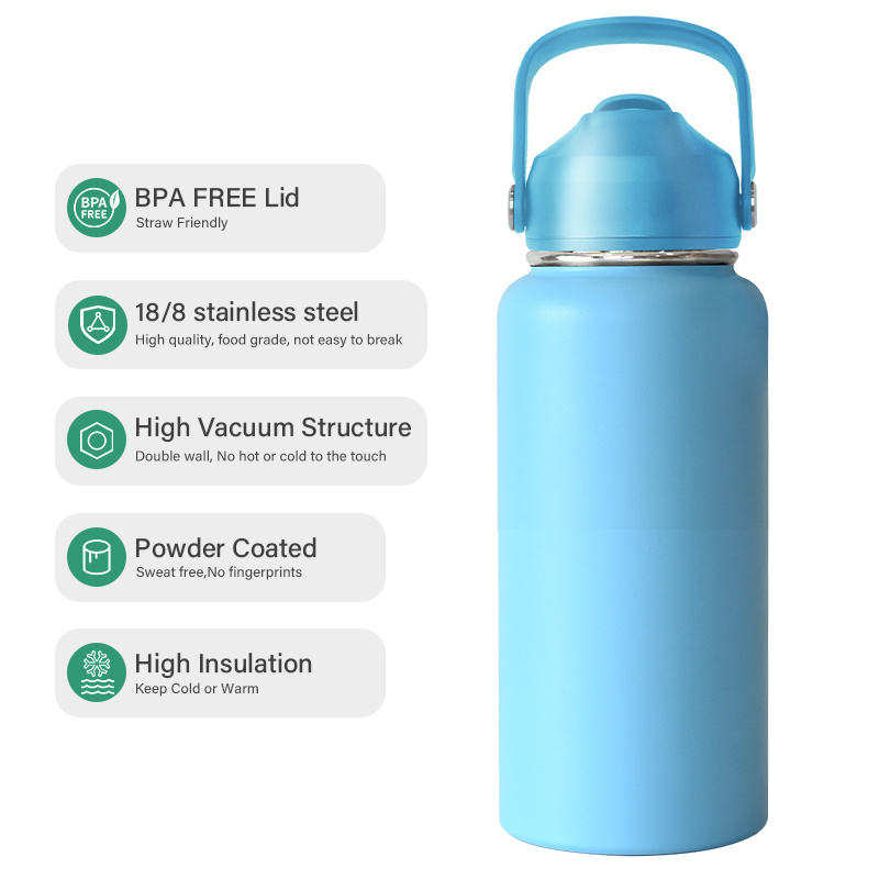 Custom Logo 32oz Insulated Stainless Steel 1L Water Jug Vacuum Flask Drink Thermos Sport Gym Water Bottle