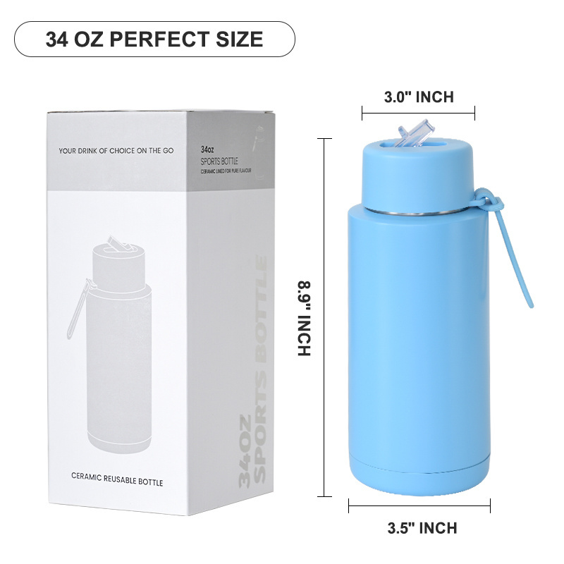 KEWIXY Style Wholesale Customization 34oz Bpa Free Water Bottle Double Wall Insulated Stainless Steel Tumbler