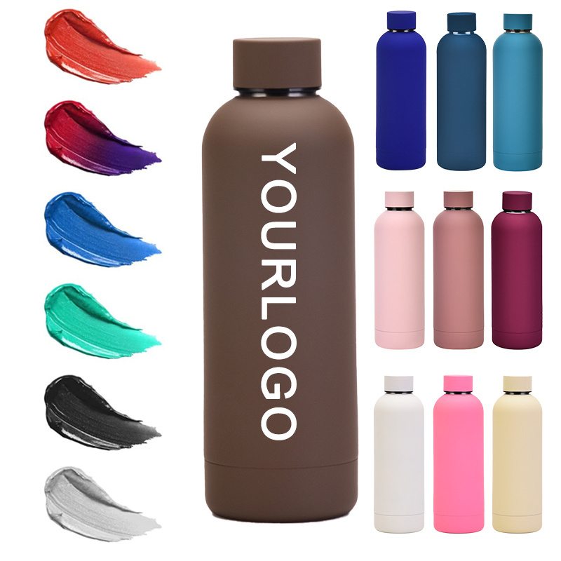 500ml 750ml Soft Touch Rubber Paint Stainless Steel Vacuum Flask Sport Water Bottle Insulated Tumbler