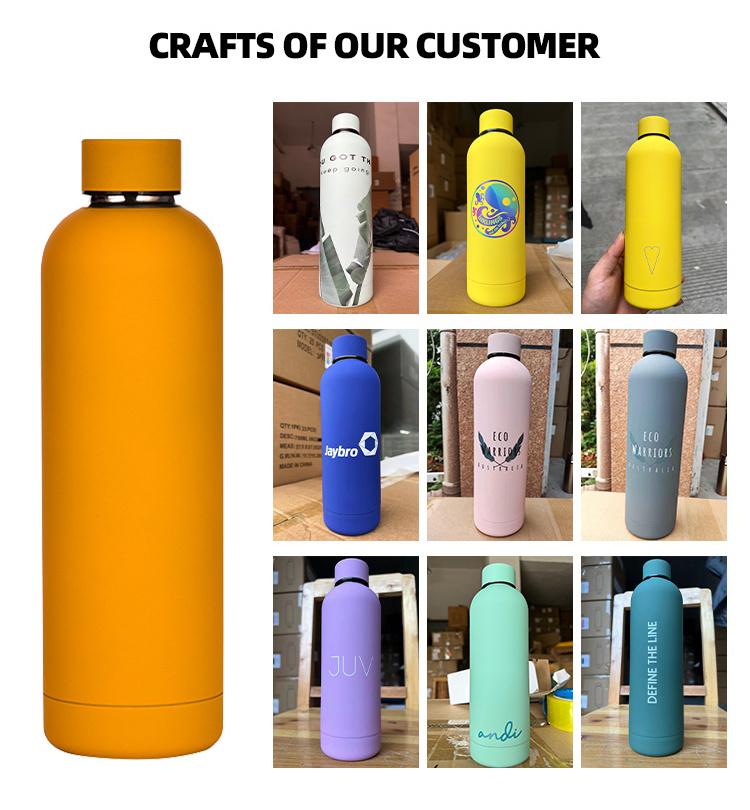 500ml 750ml Soft Touch Rubber Paint Stainless Steel Vacuum Flask Sport Water Bottle Insulated Tumbler