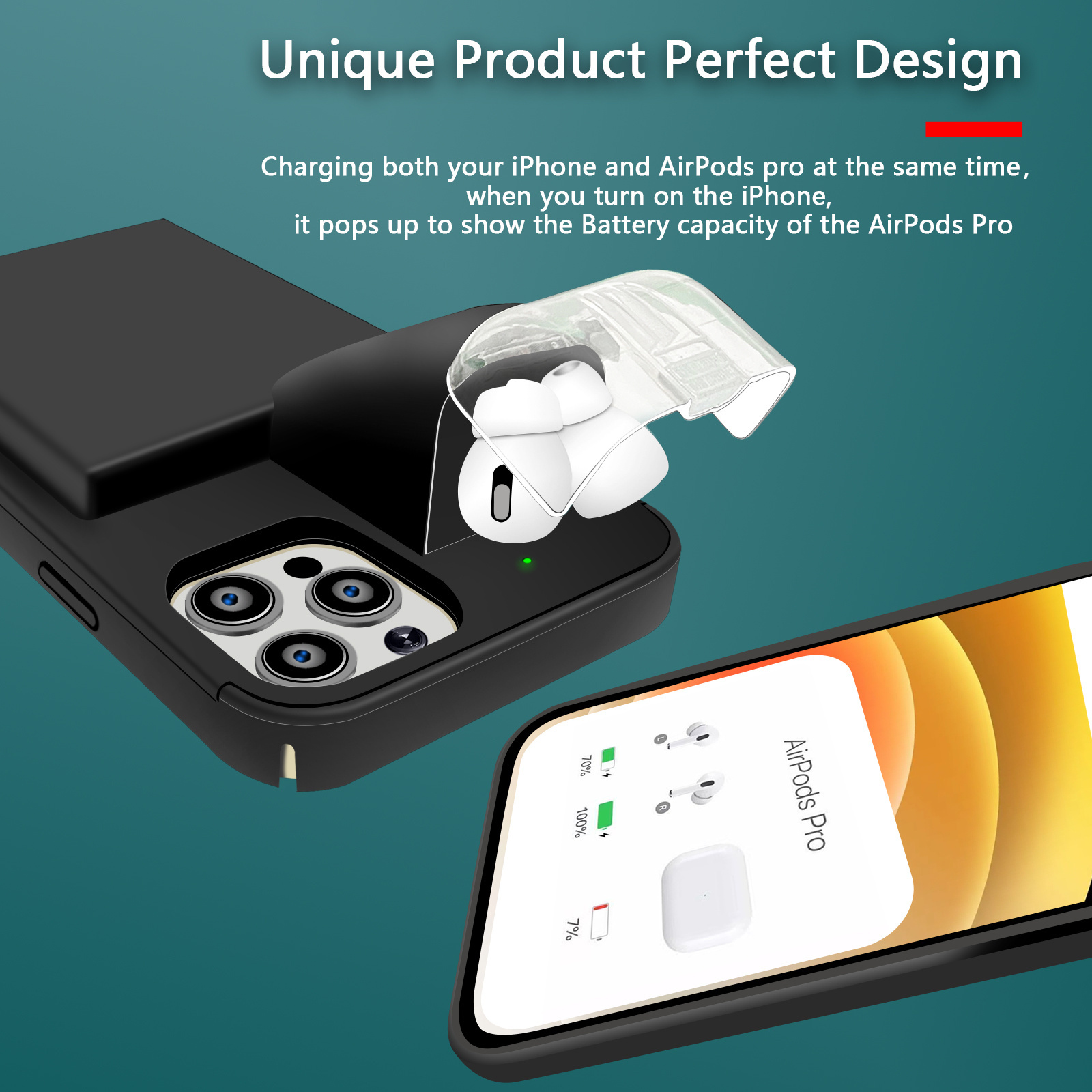 8000 mAh Power Bank iPhone 13 Case With Airpods Pro Charger Battery Phone Case With Airpods Holder Charging For 12 Pro Max Cover