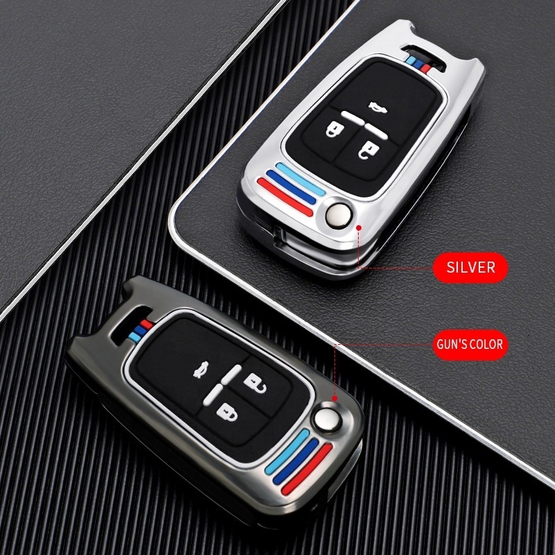 Silicone fold zinc alloy Key Case Fob 3 Button Shell Rubber Skin Car Key Cover fit for CHEVROLET car accessories