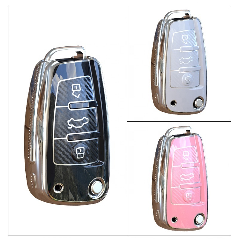 Fashion TPU Car Remote Key Case Cover Shell For Audi A3 8P A4 A5 A6 A7 A8 Q7 Folding Type Key Cover Shell TPU