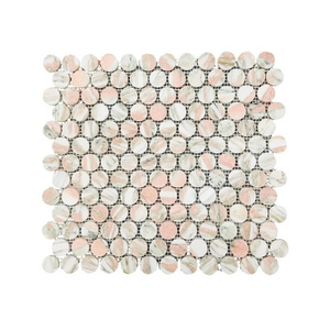 Top quality and good price Pink Mosaic tiles Custom penny round tiles