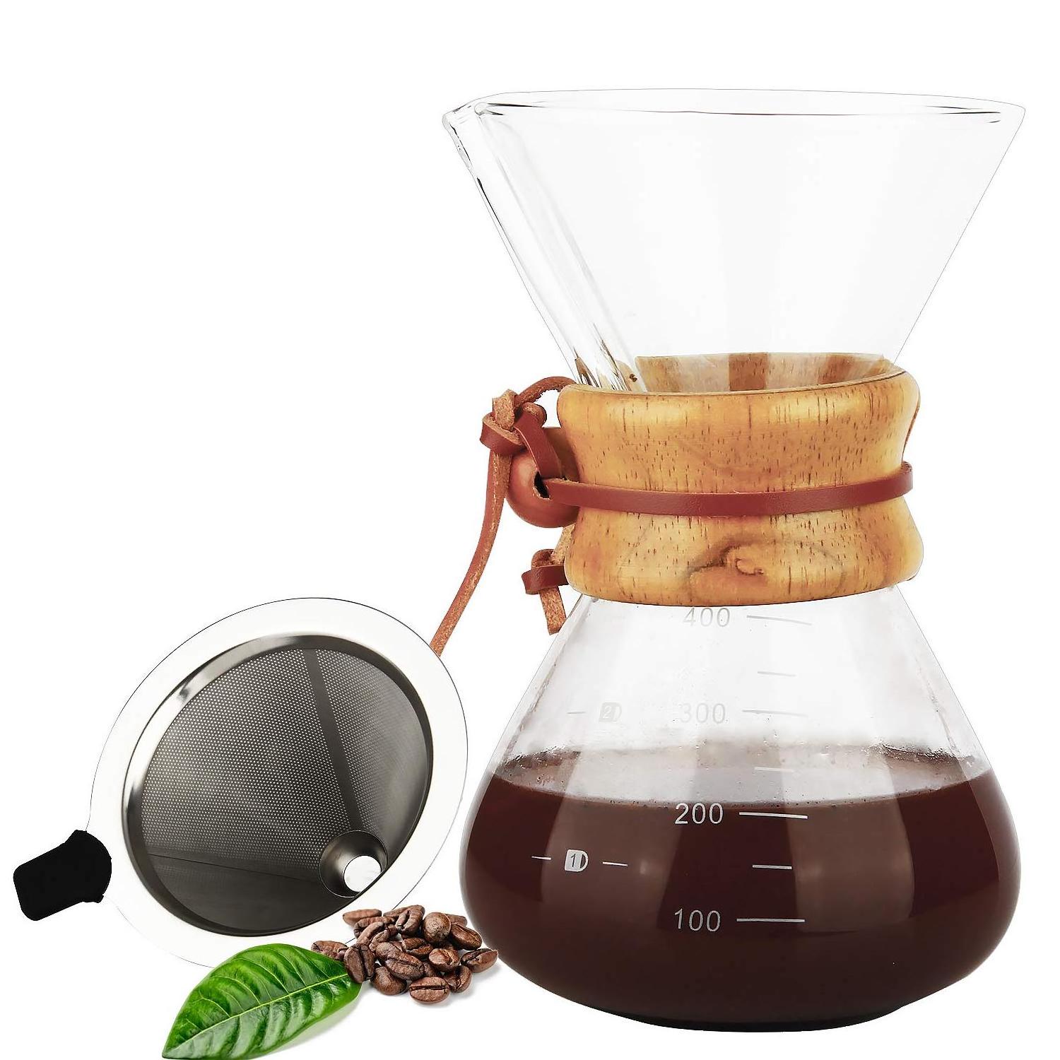 High Quality Maker Set Pour Over 6 8 10 Cup Filter Natural Ratio Recipe 6-Cup Classic Series Glass Coffee Makers