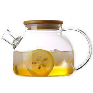 Factory hot sale teapot set glass teapots glass heat resistant teapot with bamboo lid