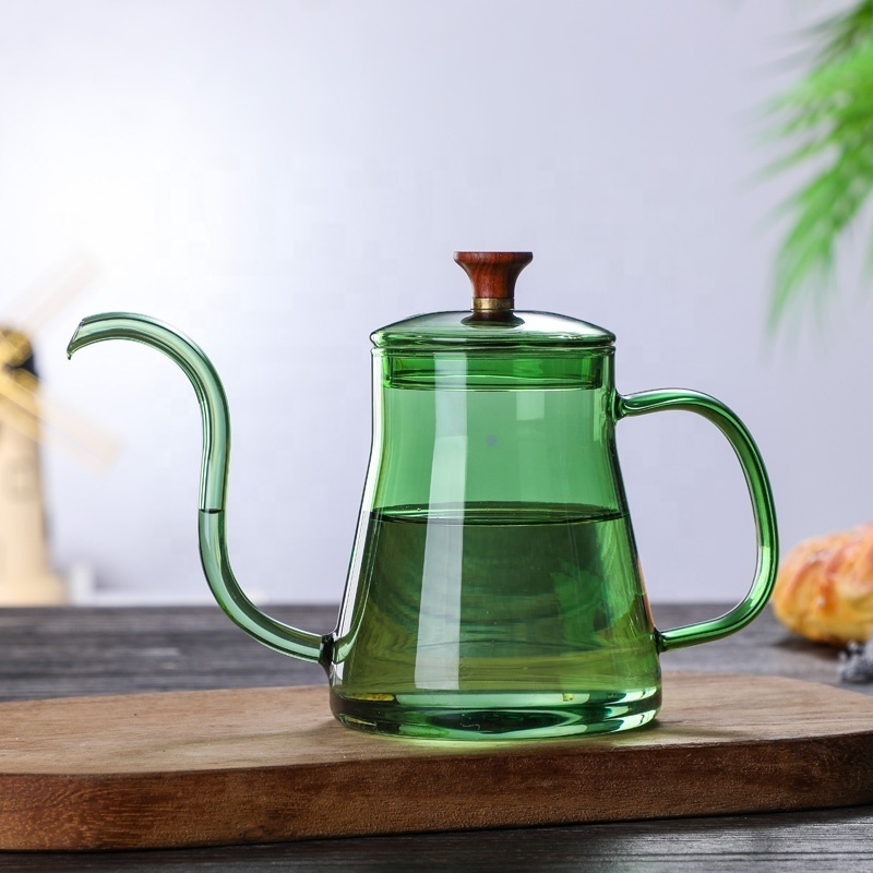 600ml Gooseneck Pour Over Coffee Kettle Tea pot Long Spout Glass Drip Coffee Kettle Pot