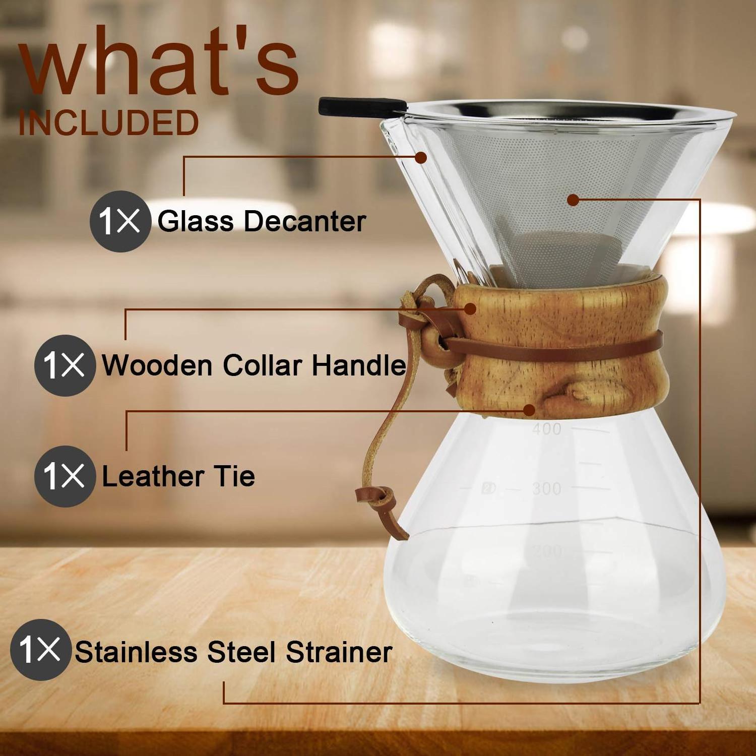 High Quality Maker Set Pour Over 6 8 10 Cup Filter Natural Ratio Recipe 6-Cup Classic Series Glass Coffee Makers