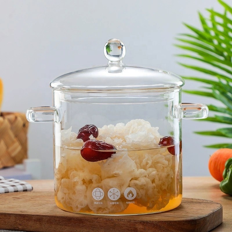 Clear cooker heat resistant Soup warmer Cooking Multi-function Kitchen Pot Glass Cooking Pot glass boiling pot