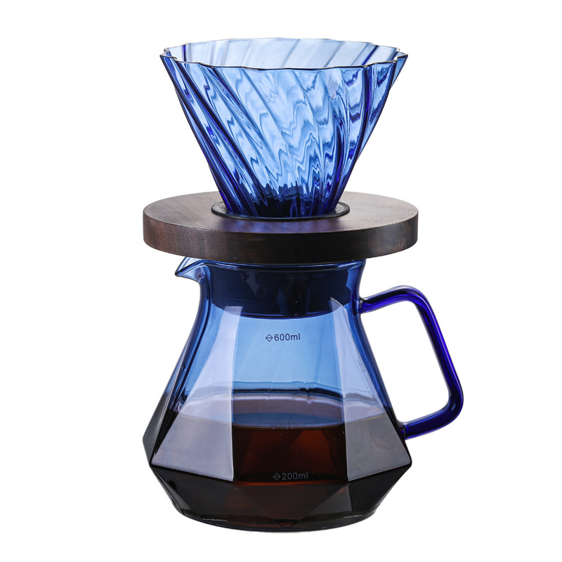 Coffee Tea Maker V Coffee Tea Pot Handmade Coffee Maker Set  Most Popular Heat Resistance Glass Diamond Shape Glass Normal