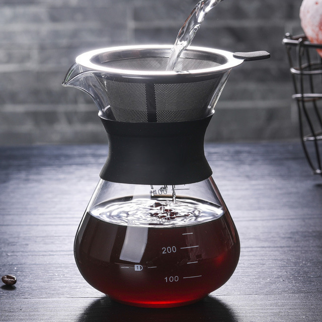 Coffee maker pot drip kettle 400ml High temperature resistant glass products coffee /tea pot set