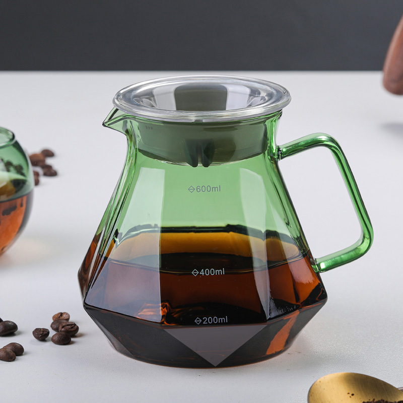 Coffee Tea Maker V Coffee Tea Pot Handmade Coffee Maker Set  Most Popular Heat Resistance Glass Diamond Shape Glass Normal