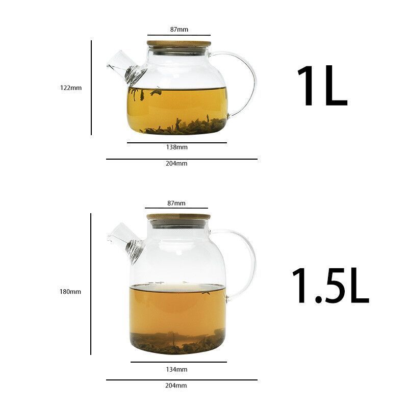 Factory hot sale teapot set glass teapots glass heat resistant teapot with bamboo lid