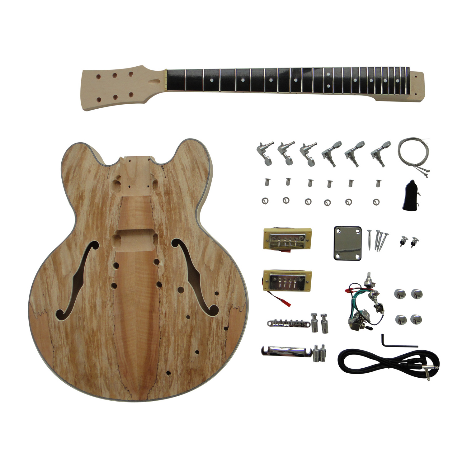 Afanti Semi-hollow body with Spalted Maple veneer TOM bridge DIY electric guitar kit