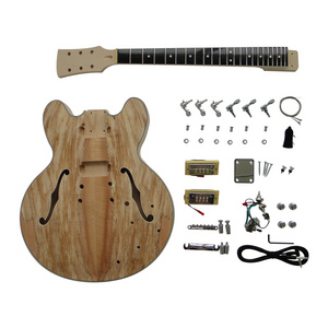 Afanti Semi-hollow body with Spalted Maple veneer TOM bridge DIY electric guitar kit