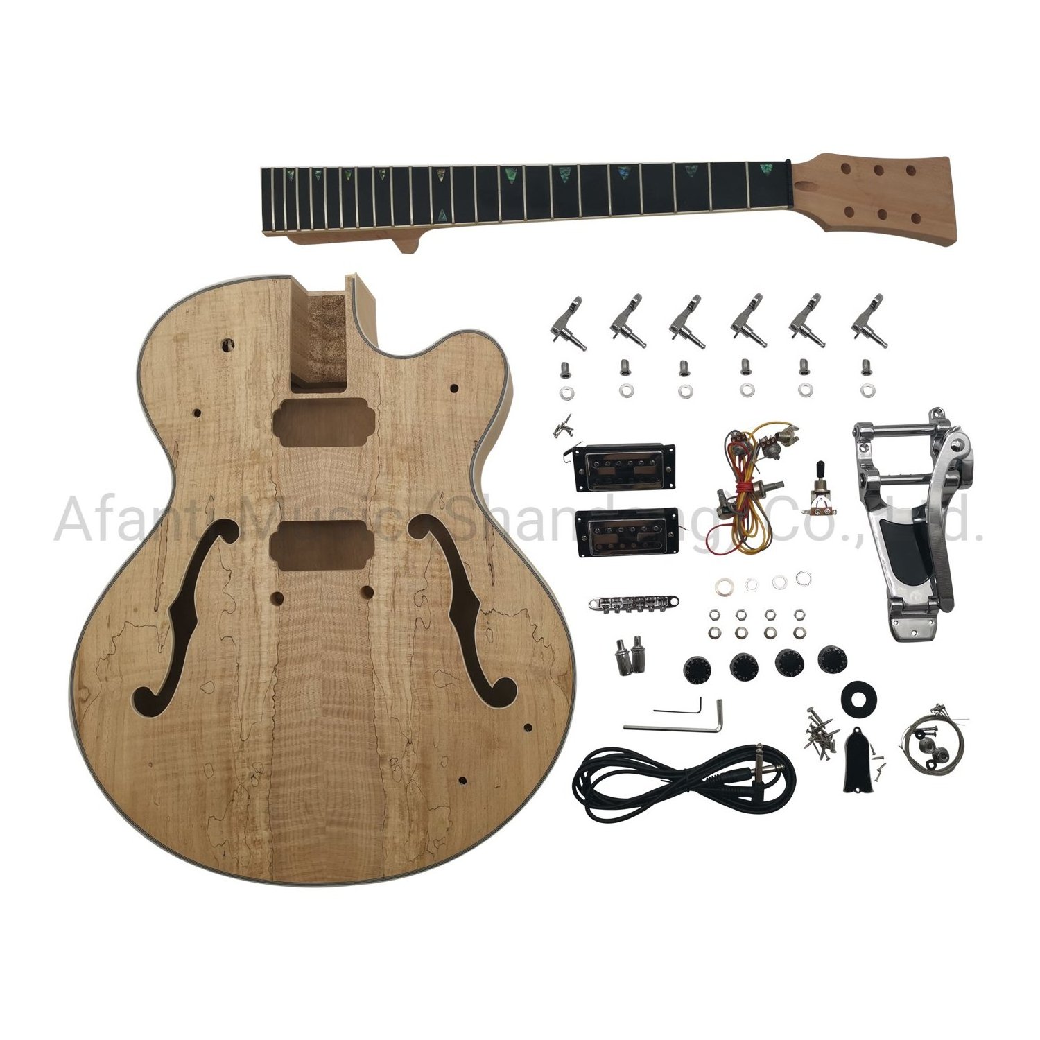 Hollow Body Spalted Maple Veneer unfinished Electric Guitar Kit