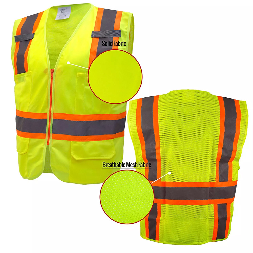 Wholesale Safety Waterproof and Breathable Work Vest Men's Workwear Reflective Safety Working Vest plus size