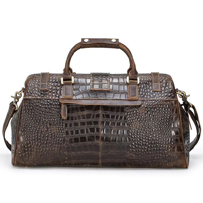 OEM Wholesale Customized Luxury Genuine Leather Crocodile Embossed Weekend Travel Bag Leather Luggage bag