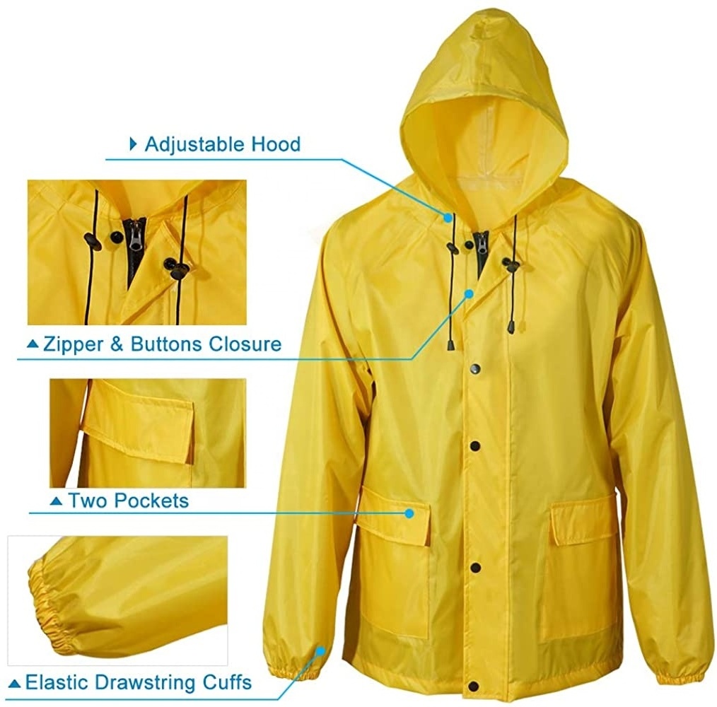 OEM High Quality Rain Pvc Rain suit /Yellow Water Proof Heavy Duty Rain Coat and pant / wholesale rain coat and pantlow price